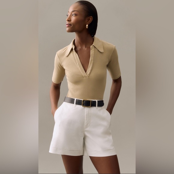 Citizens of Humanity Tan AFFOGATO Liu Rib Knit Polo Bodysuit Size Small - Picture 1 of 6